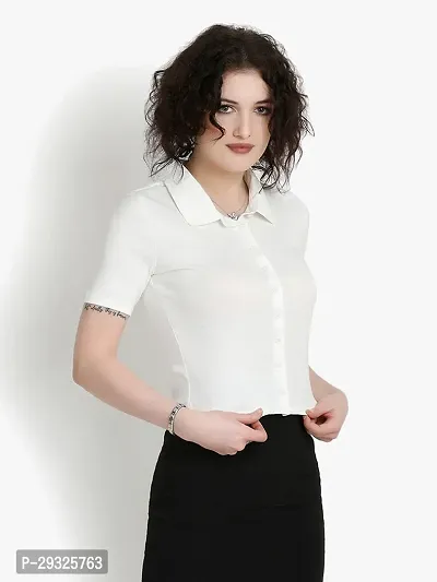 Classic Casual Solid Women White Top