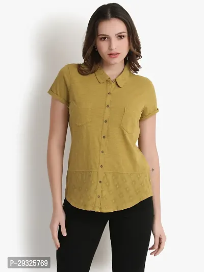 Classic Women Solid Casual Yellow Shirt