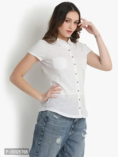 Classic  Women Self Design Casual White Shirt