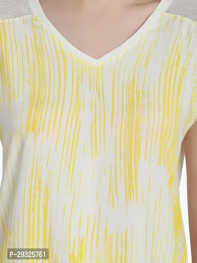 Classic Casual Printed Women Yellow White Top-thumb4