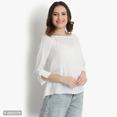 Classic Casual Washed Women White Top