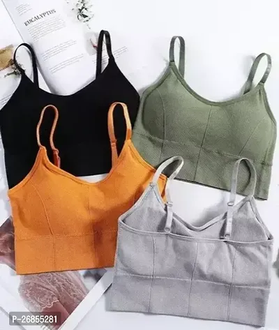 Stylish Cotton Blend Solid Lightly Padded Bras For Women Pack of 4