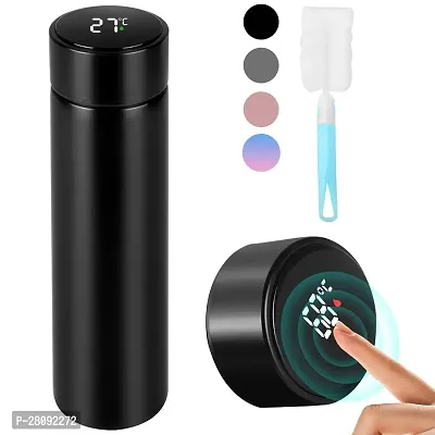 Stainless Steel Temperature Water Bottle Thermos, Double Wall Vacuum Intelligent Cup with LCD Smart Display for Office, Home, Gym, Outdoor Travel Hot and Cold Drinks (500 ML, Black)-thumb0