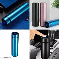 Stainless Steel Temperature Water Bottle Thermos, Double Wall Vacuum Intelligent Cup with LCD Smart Display for Office, Home, Gym, Outdoor Travel Hot and Cold Drinks (500 ML, Black)-thumb1