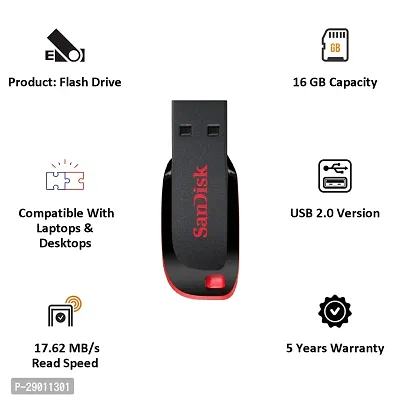 SanDisk Cruzer Blade 135 16 GB USB 2.0 Pen Drive (Red)-thumb3