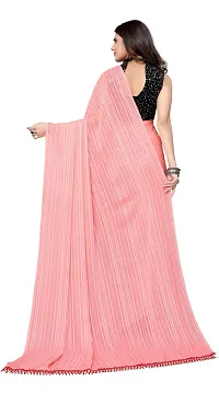 Stylish Georgette Striped Saree with Blouse piece For Women-thumb1