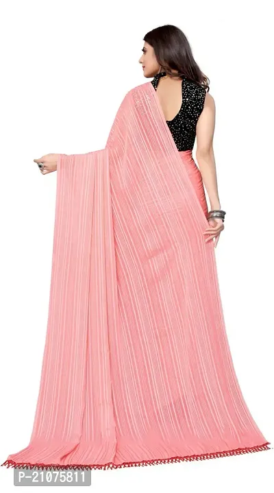 Stylish Georgette Striped Saree with Blouse piece For Women-thumb2