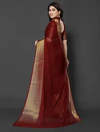 Elegant Red Chiffon Women Saree with Blouse piece-thumb1