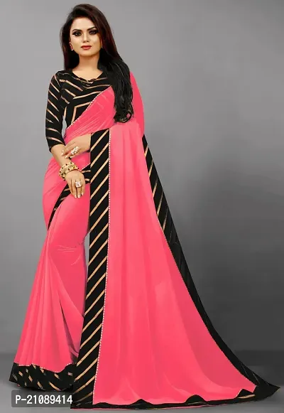 Elegant Peach Silk Blend Women Saree with Blouse piece-thumb0