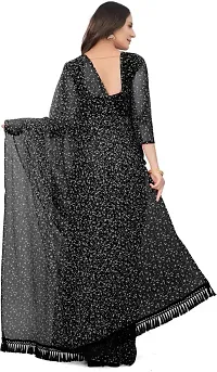 Elegant Black Net Women Saree with Blouse piece-thumb1