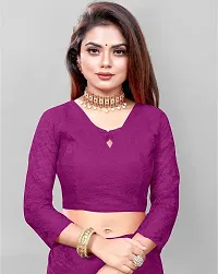 Elegant Purple Net Women Saree with Blouse piece-thumb2