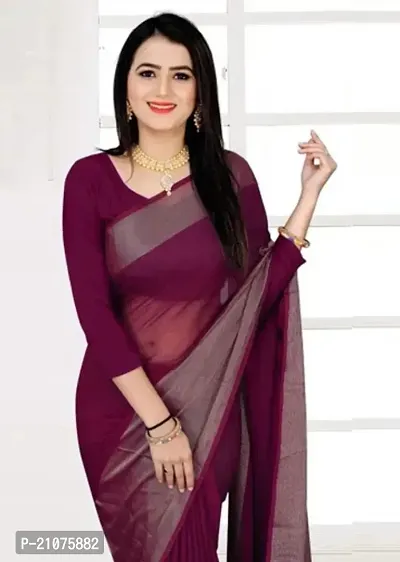 Stylish Chiffon Self Pattern Saree with Blouse piece For Women-thumb0