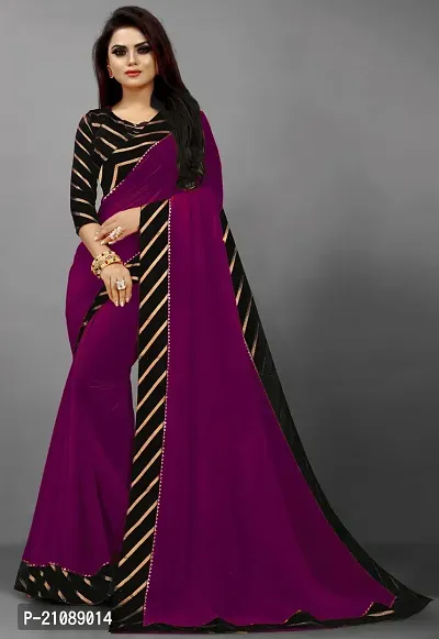 Elegant Purple Silk Blend Women Saree with Blouse piece-thumb0