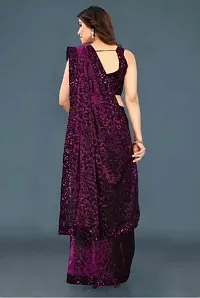 Elegant Purple Net Women Saree with Blouse piece-thumb2