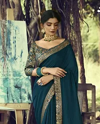 Elegant Teal Art Silk Women Saree with Blouse piece-thumb2