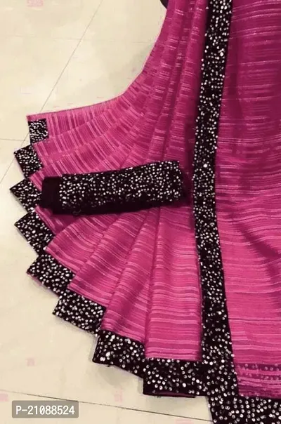 Elegant Pink Chiffon Women Saree with Blouse piece-thumb0