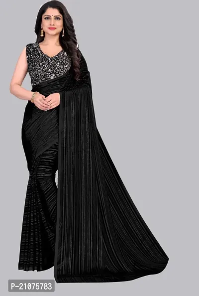 Stylish Georgette Striped Saree with Blouse piece For Women-thumb0