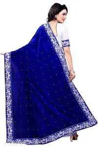 Stylish Velvet Self Pattern Saree with Blouse piece For Women-thumb1