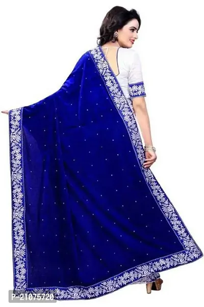 Stylish Velvet Self Pattern Saree with Blouse piece For Women-thumb2