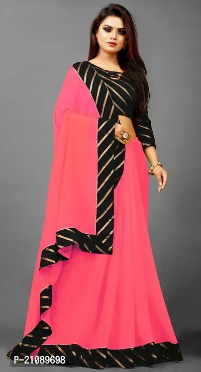 Elegant Pink Silk Blend Women Saree with Blouse piece