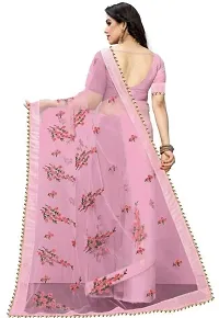 Elegant Pink Net Women Saree with Blouse piece-thumb1