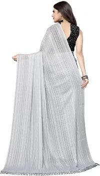 Elegant Grey Georgette Women Saree with Blouse piece-thumb1