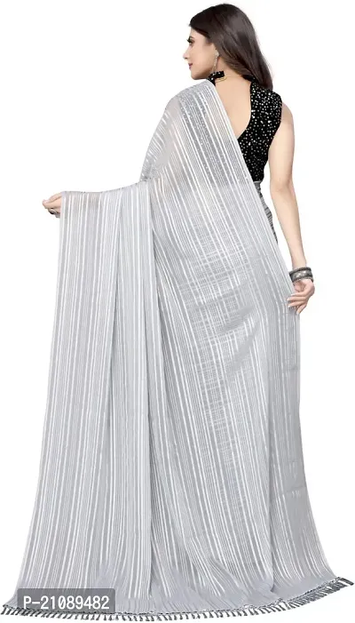 Elegant Grey Georgette Women Saree with Blouse piece-thumb2