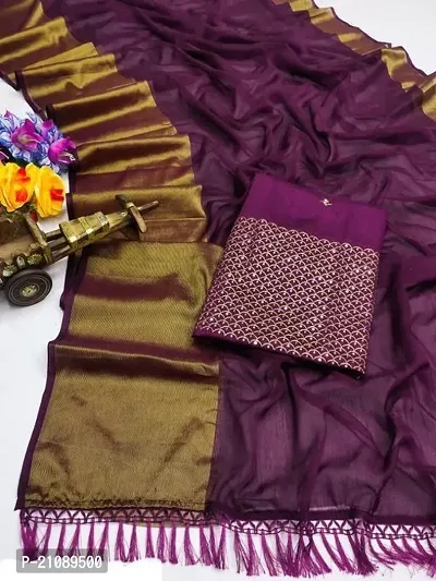 Elegant Purple Chiffon Women Saree with Blouse piece
