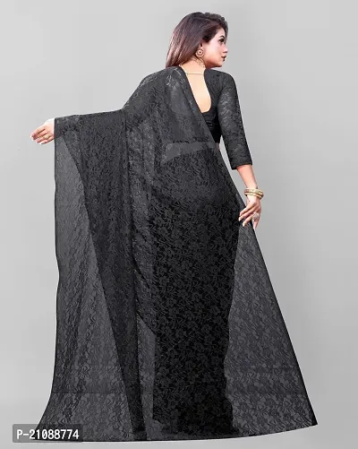 Elegant Black Net Women Saree with Blouse piece-thumb2