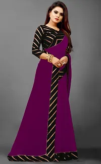 Elegant Purple Silk Blend Women Saree with Blouse piece-thumb3
