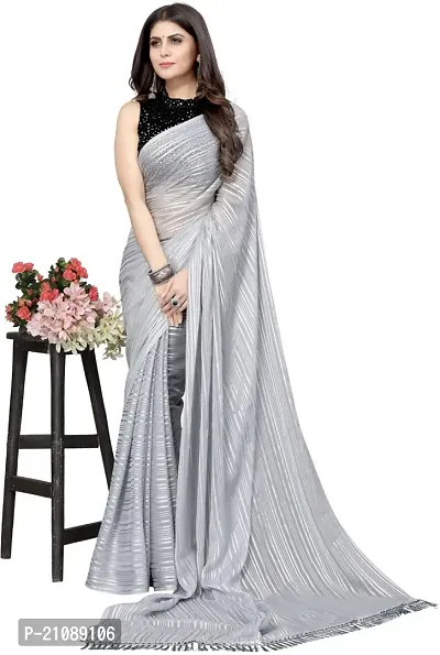 Elegant Grey Georgette Women Saree with Blouse piece-thumb0