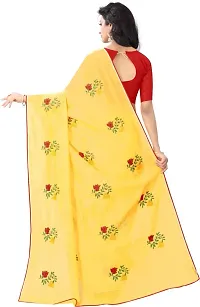 Stylish Chanderi Cotton Embroidered Saree with Blouse piece For Women-thumb2