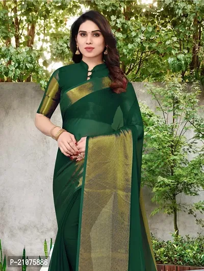 Stylish Chiffon Self Pattern Saree with Blouse piece For Women-thumb0