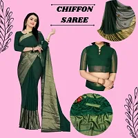 Elegant Green Chiffon Women Saree with Blouse piece-thumb1