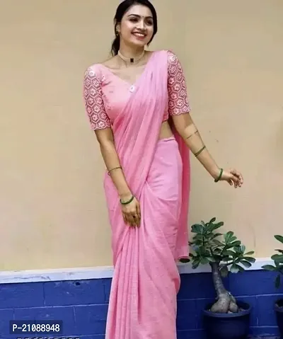 Elegant Pink Georgette Women Saree with Blouse piece