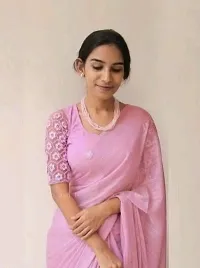 Elegant Pink Georgette Women Saree with Blouse piece-thumb1