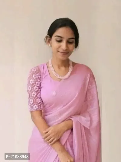 Elegant Pink Georgette Women Saree with Blouse piece-thumb2