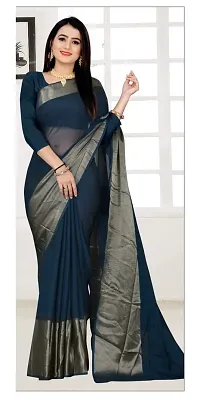 Stylish Chiffon Self Pattern Saree with Blouse piece For Women-thumb1