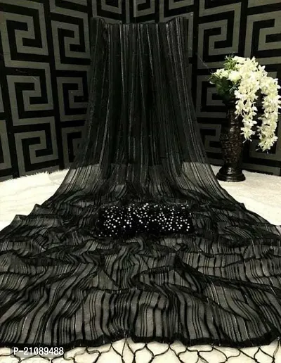 Elegant Black Georgette Women Saree with Blouse piece-thumb0