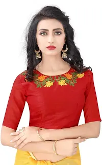 Stylish Chanderi Cotton Embroidered Saree with Blouse piece For Women-thumb3