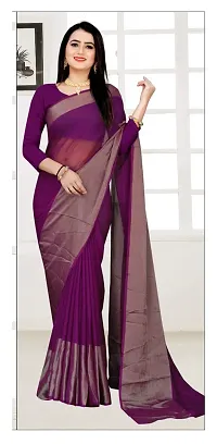 Stylish Chiffon Self Pattern Saree with Blouse piece For Women-thumb1