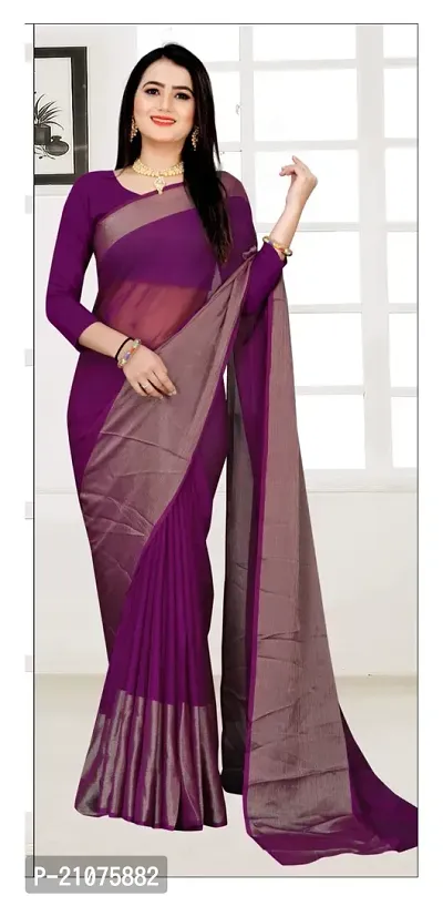 Stylish Chiffon Self Pattern Saree with Blouse piece For Women-thumb2