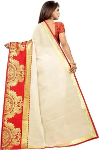 Elegant Cream Cotton Blend Women Saree with Blouse piece-thumb1