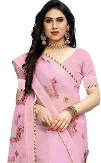 Elegant Pink Net Women Saree with Blouse piece-thumb3