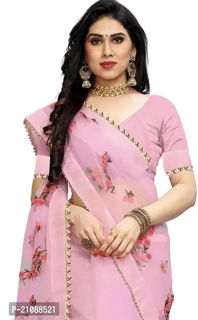 Elegant Pink Net Women Saree with Blouse piece-thumb4