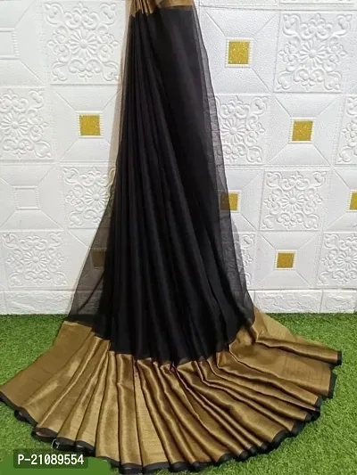 Elegant Black Chiffon Women Saree with Blouse piece