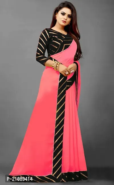 Elegant Peach Silk Blend Women Saree with Blouse piece-thumb4