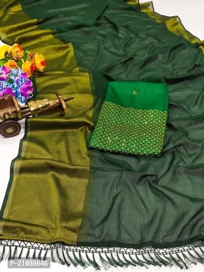 Elegant Green Chiffon Women Saree with Blouse piece-thumb0