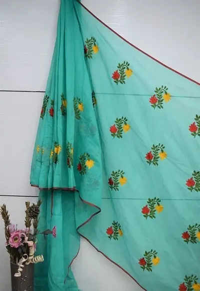 Alluring Cotton Blend Saree with Blouse piece 