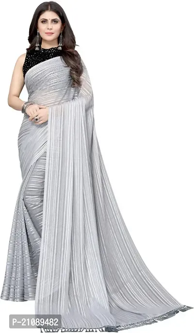 Elegant Grey Georgette Women Saree with Blouse piece-thumb0